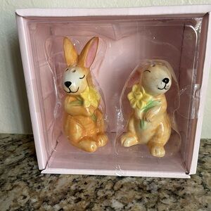 Bunnies Holding Flowers Salt & Pepper Set